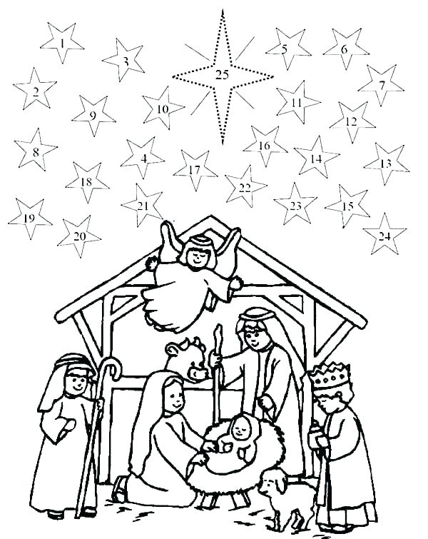 Nativity Scene Coloring Pages Page Sheets Characters 600x755 Nativity Scene Coloring Pages Page Sheets Characters