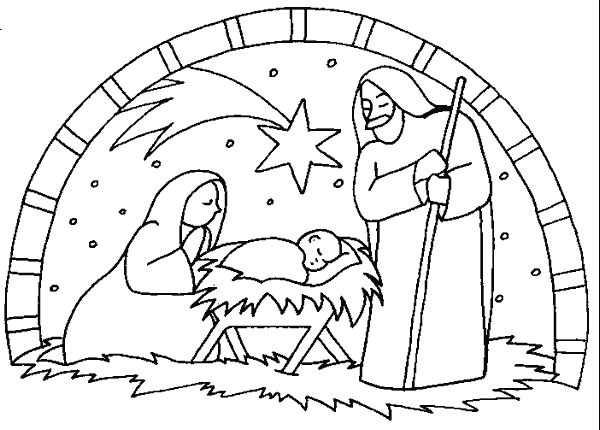 Coloring Nativity Scene 600x430 Coloring Nativity Scene