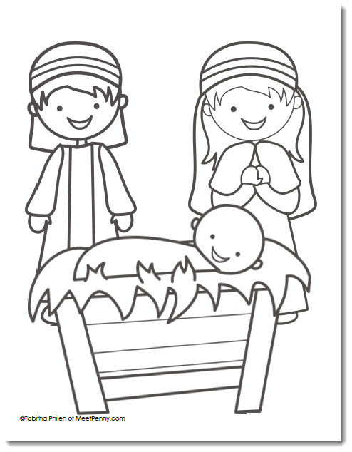 494x634 Free Nativity Coloring Page