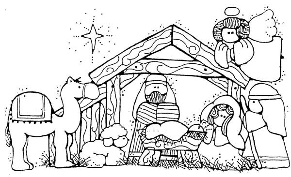 600x366 Jesus Nativity In Cartoon Depiction Coloring Page Color Luna