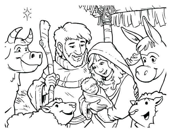 600x464 Nativity Coloring Page