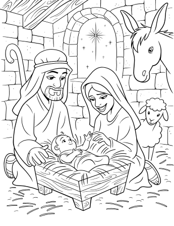 345x447 Jesus Birth Coloring Pages Nativity Coloring Page 1169546 Gallery