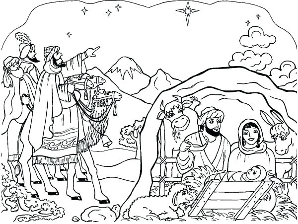 600x451 Nativity Color Page Nativity Colouring Pages For Adults Scene