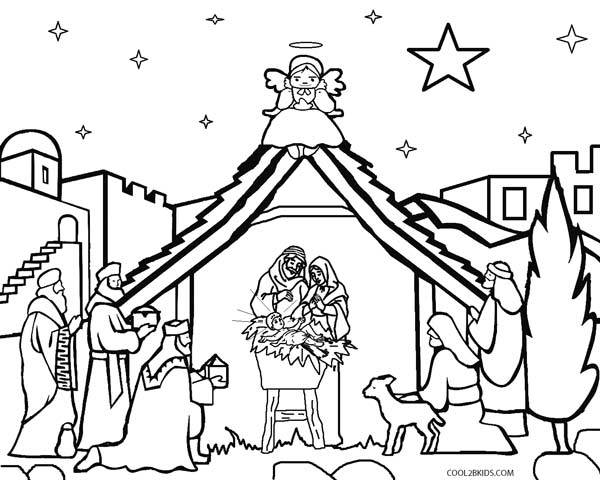 600x480 Printable Nativity Scene Coloring Pages For Kids Cool2bkids