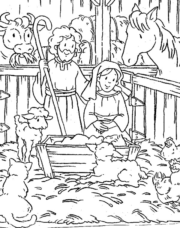 600x757 Scene Of Nativity Coloring Page Color Luna