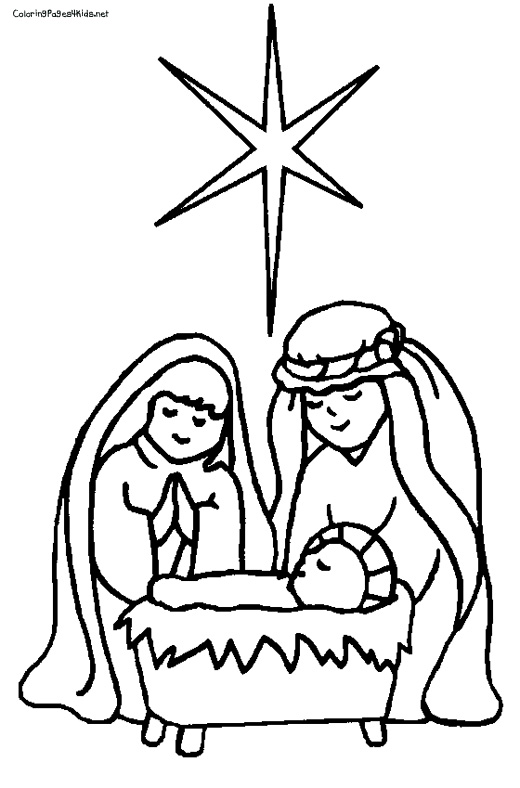 520x788 Nativity Scene Coloring Page