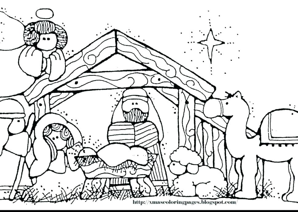 Manger Scene Coloring Pages 970x693 Manger Scene Coloring Pages