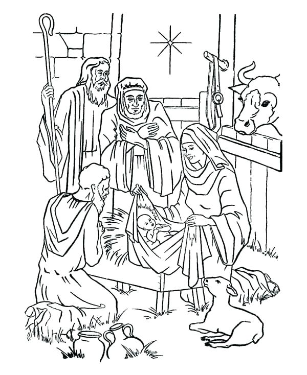 600x734 Christmas Story Coloring Pages Free Printable Religious Coloring