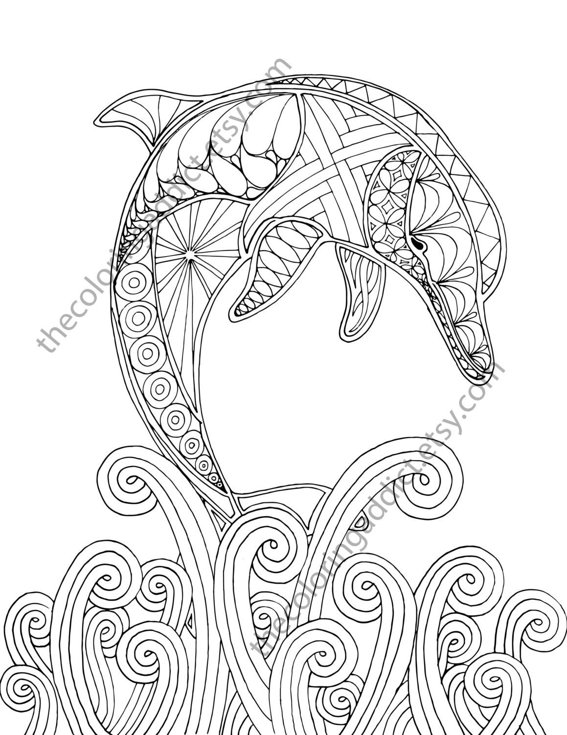 Dolphin Coloring Page, Adult Coloring Sheet, Nautical Coloring 1159x1500 Dolphin Coloring Page, Adult Coloring Sheet, Nautical Coloring