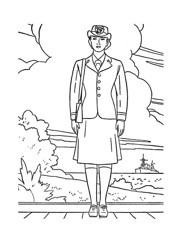 Female Officer In Navy Uniform Celebrating Veterans Day Coloring 600x800 Female Officer In Navy Uniform Celebrating Veterans Day Coloring