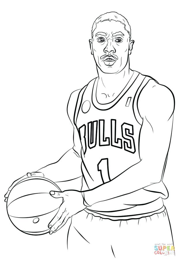 625x900 Basketball Player Coloring Pages Nba Printable Is Page Derrick