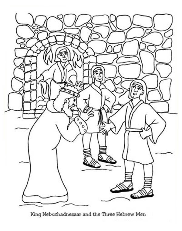 600x758 King Nebuchadnezzar And The Three Hebrew Man Coloring Page