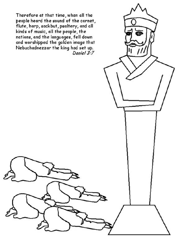 600x777 People Worship King Nebuchadnezzar Statue Coloring Pages People