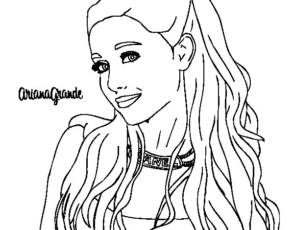 600x470 Ariana Grande Coloring Pages To Print Ariana Grande With Necklace