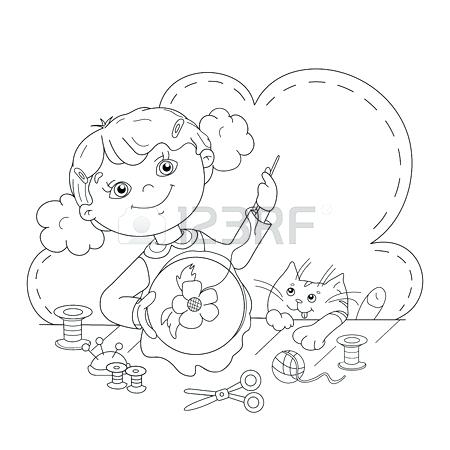450x450 Scissor Coloring Pages Coloring Page Outline Of Cartoon Girl