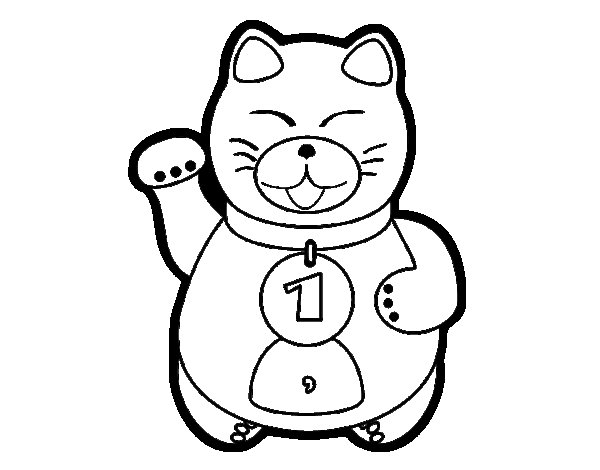 600x470 Maneki Neko Coloring Page