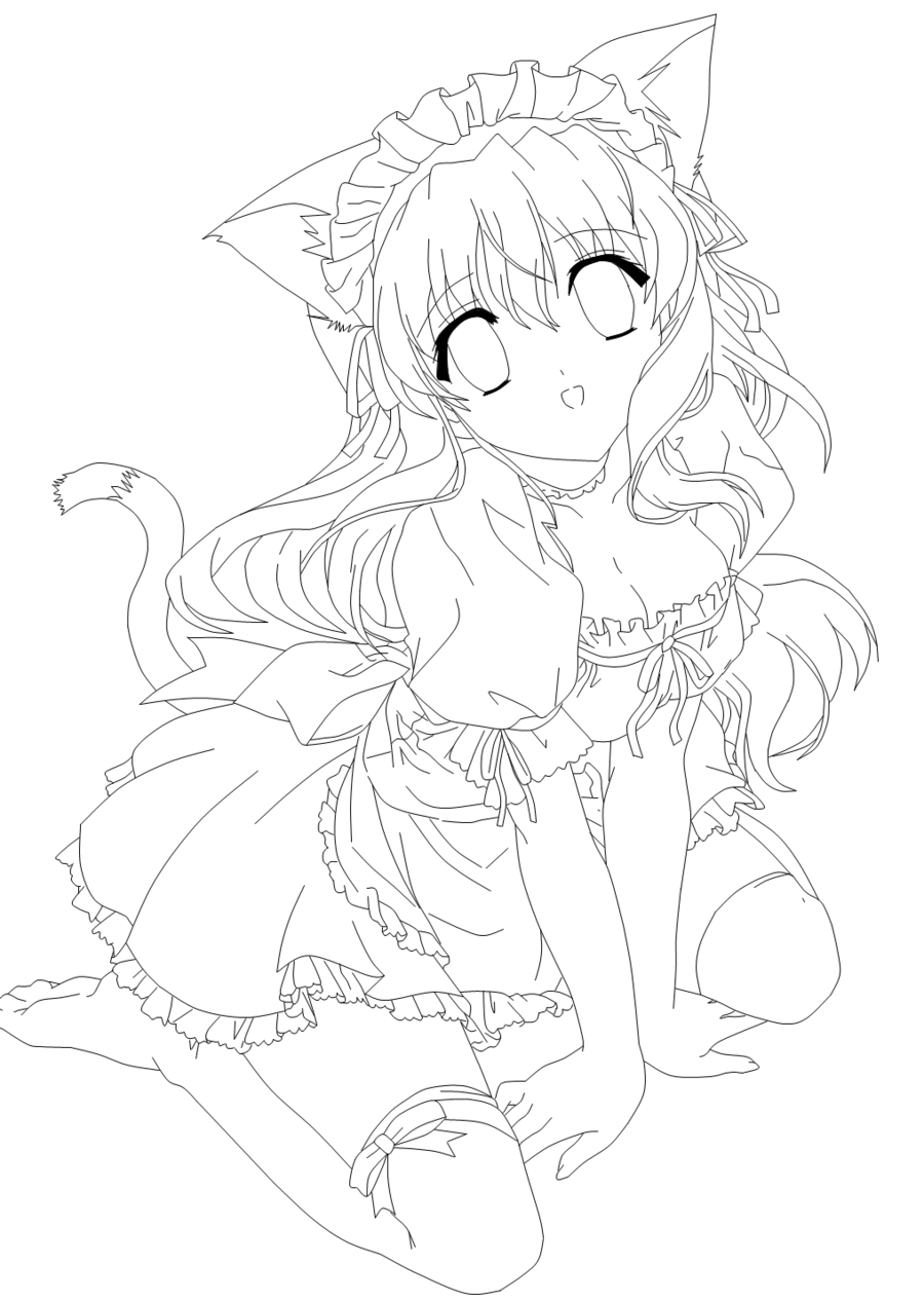 900x1267 Neko Coloring Page