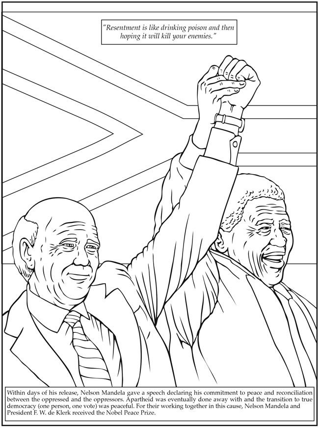 650x872 Dover Publications Nelson Mandela Coloring Book Clipart Bw