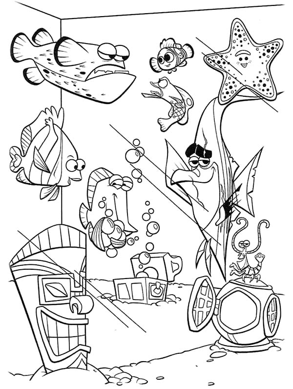 Finding Nemo Fish Tank Coloring Page 600x796 Finding Nemo Fish Tank Coloring Page
