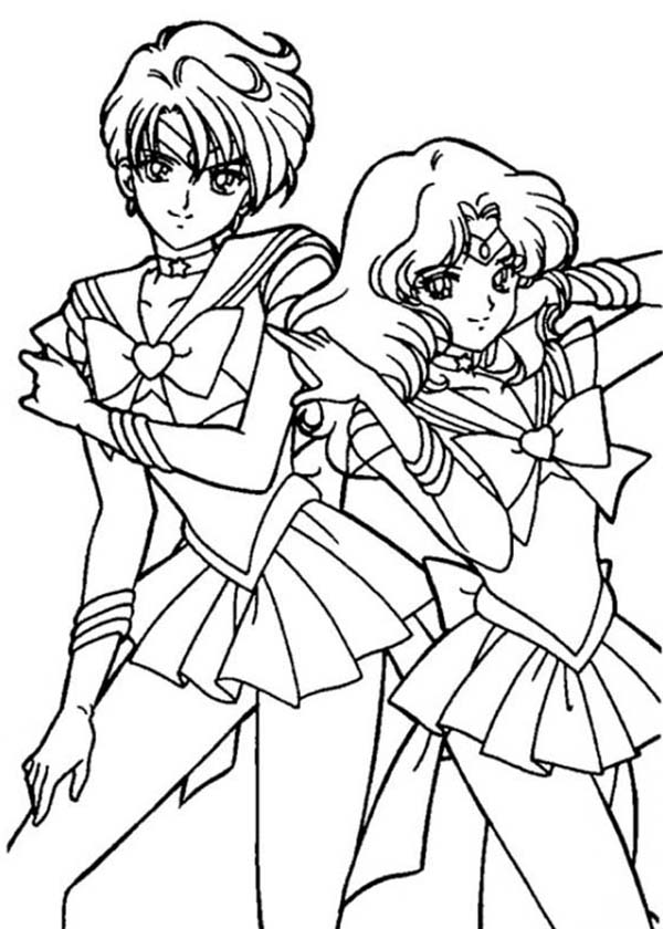 600x840 Sailor Neptune And Sailor Mercury In Sailor Moon Coloring Page