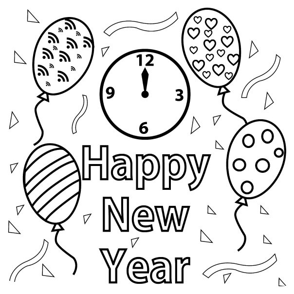 604x604 Free Happy New Year Colouring Pages For Kids