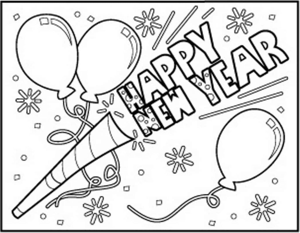 Happy New Year 2018 Coloring Pages 1024x797 Happy New Year 2018 Coloring Pages