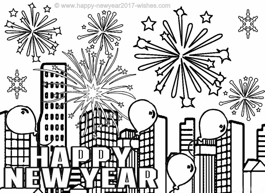 850x618 New Year Coloring Pages Free Printables