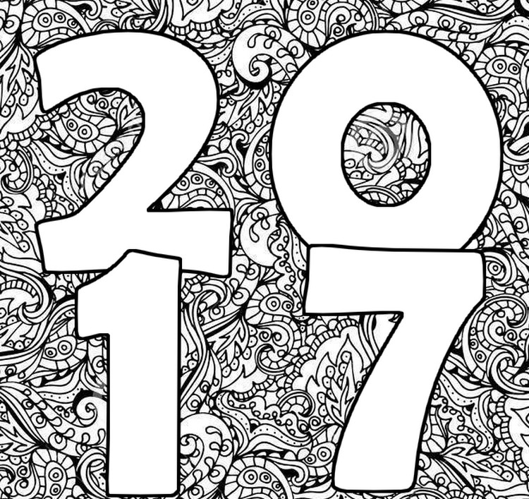 750x707 Adult Coloring Pages New Year 2017