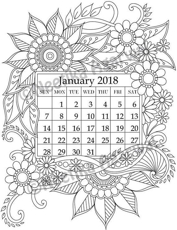 January 2018 Coloring Page 570x738 January 2018 Coloring Page