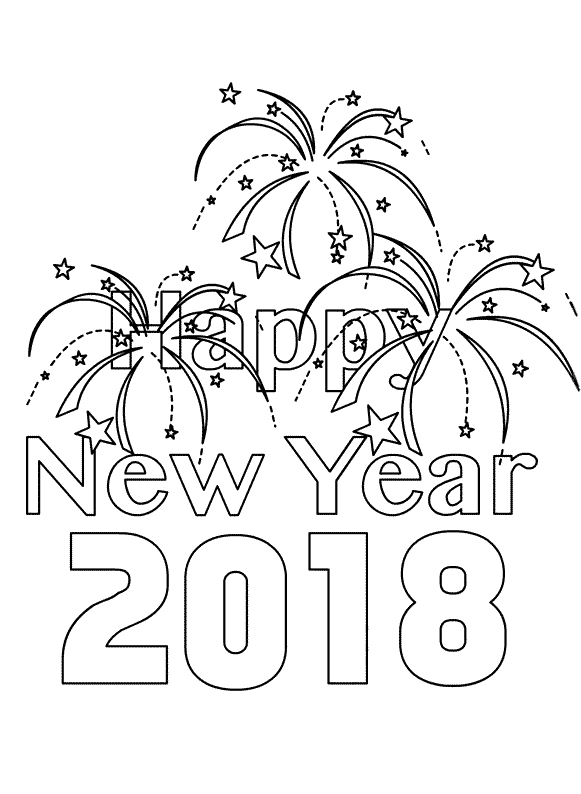 New Year 2018 Coloring Page New Year January 581x794 New Year 2018 Coloring Page New Year January