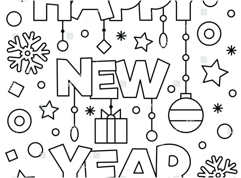 827x609 Happy New Year Coloring Page