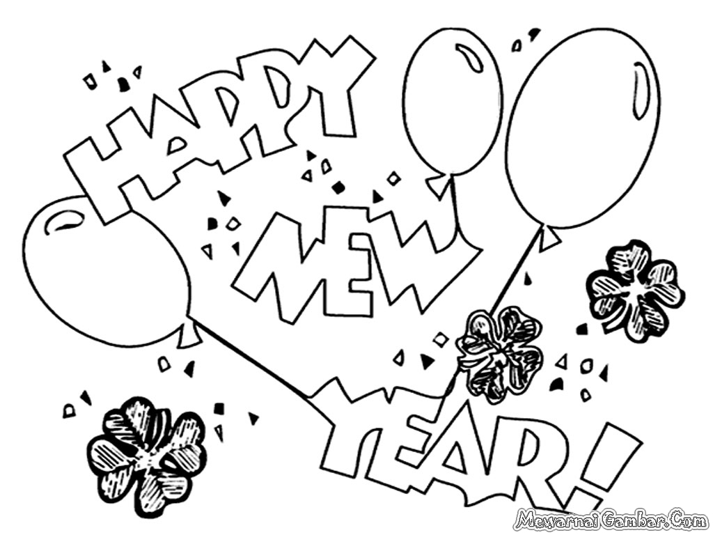 1024x768 Happy New Year Coloring Page