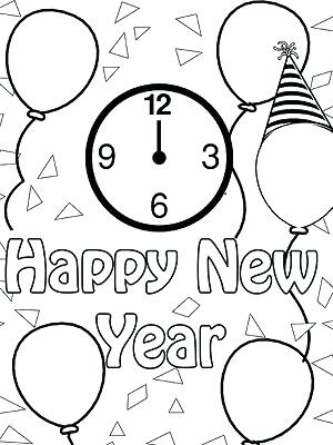 New Years Coloring Pages Printable And Sheets Eve 300x400 New Years Coloring Pages Printable And Sheets Eve