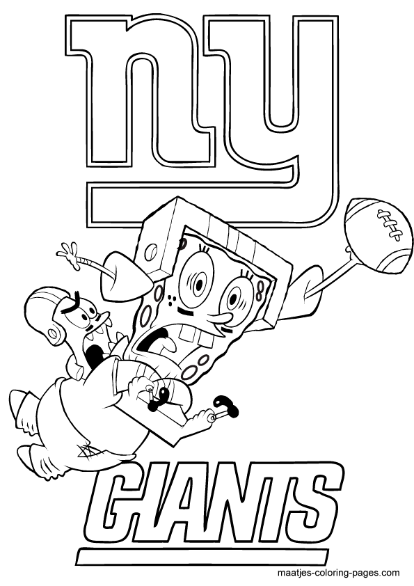 Nfl New York Giants Spongebob Coloring Page 595x842 Nfl New York Giants Spongebob Coloring Page