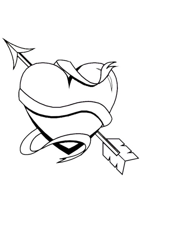 Heart, Arrow And Ribbon Colouring Page Activities Kidspot 600x850 Heart, Arrow And Ribbon Colouring Page Activities Kidspot