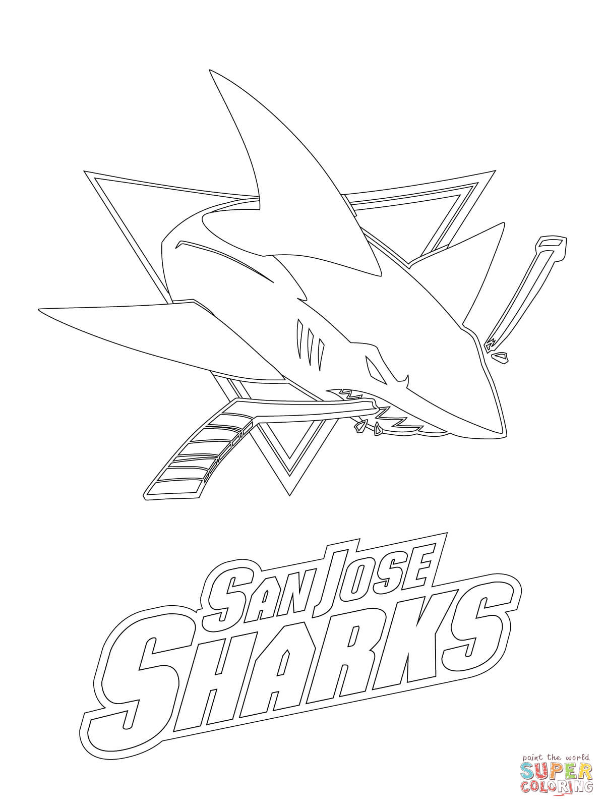 1200x1600 Selected Jets Logo Coloring Page San Jose Sharks Free Printable