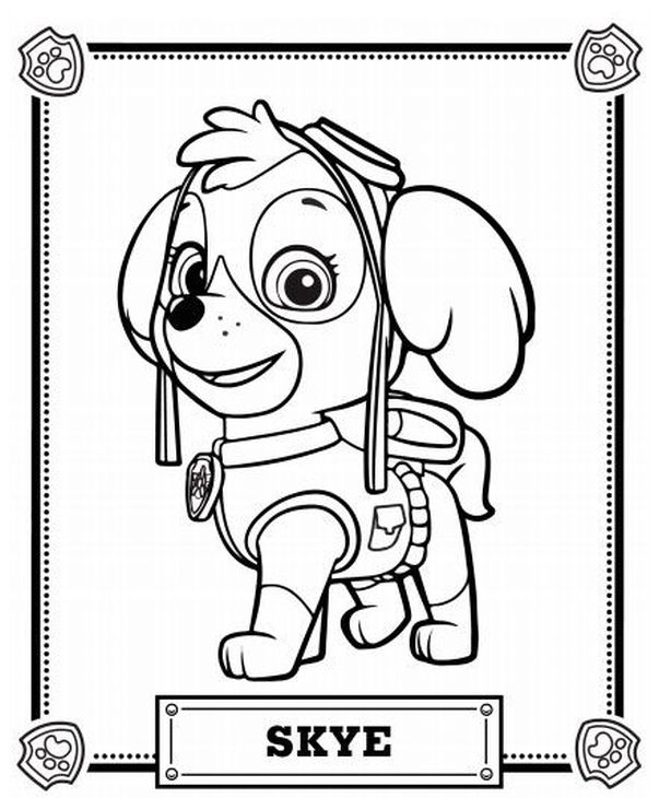 Skye The Eye On The Sky Cute Pup From Paw Patrol Coloring Page 614x730 Skye The Eye On The Sky Cute Pup From Paw Patrol Coloring Page
