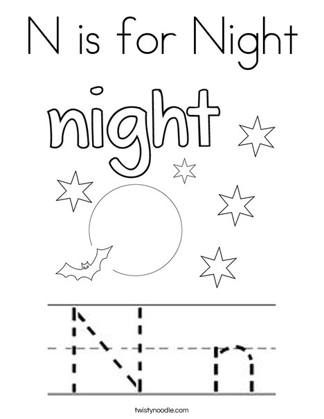 N Is For Night Coloring Page 468x605 N Is For Night Coloring Page