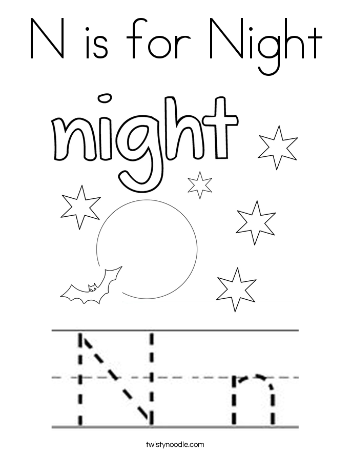 N Is For Night Coloring Page 685x886 N Is For Night Coloring Page