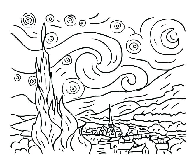 Self Portrait Coloring Page Van Coloring Pages Van Starry Night 672x570 Self Portrait Coloring Page Van Coloring Pages Van Starry Night