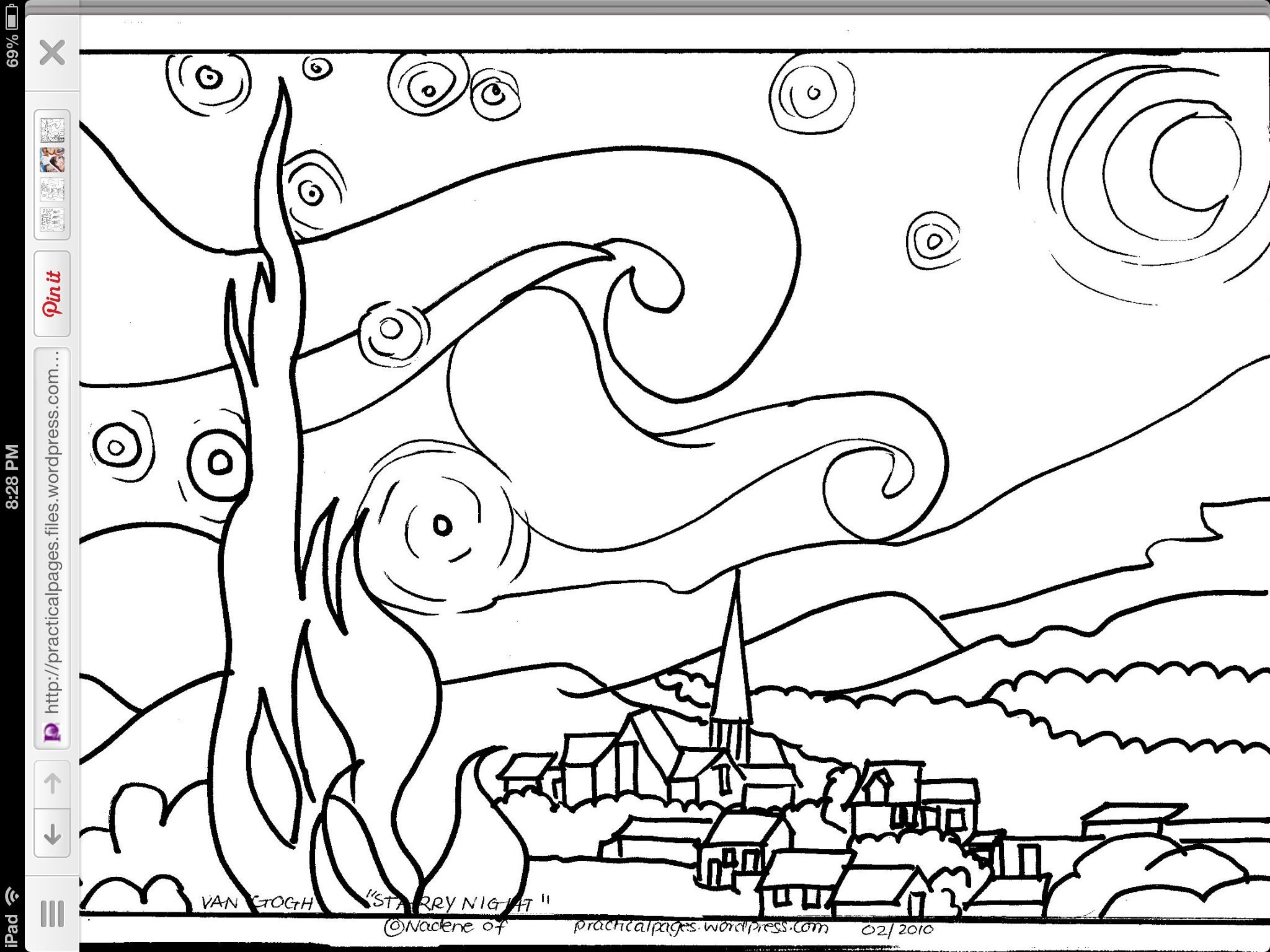 Starry Night Coloring Page Starry Night Art Handouts 2048x1536 Starry Night Coloring Page Starry Night Art Handouts