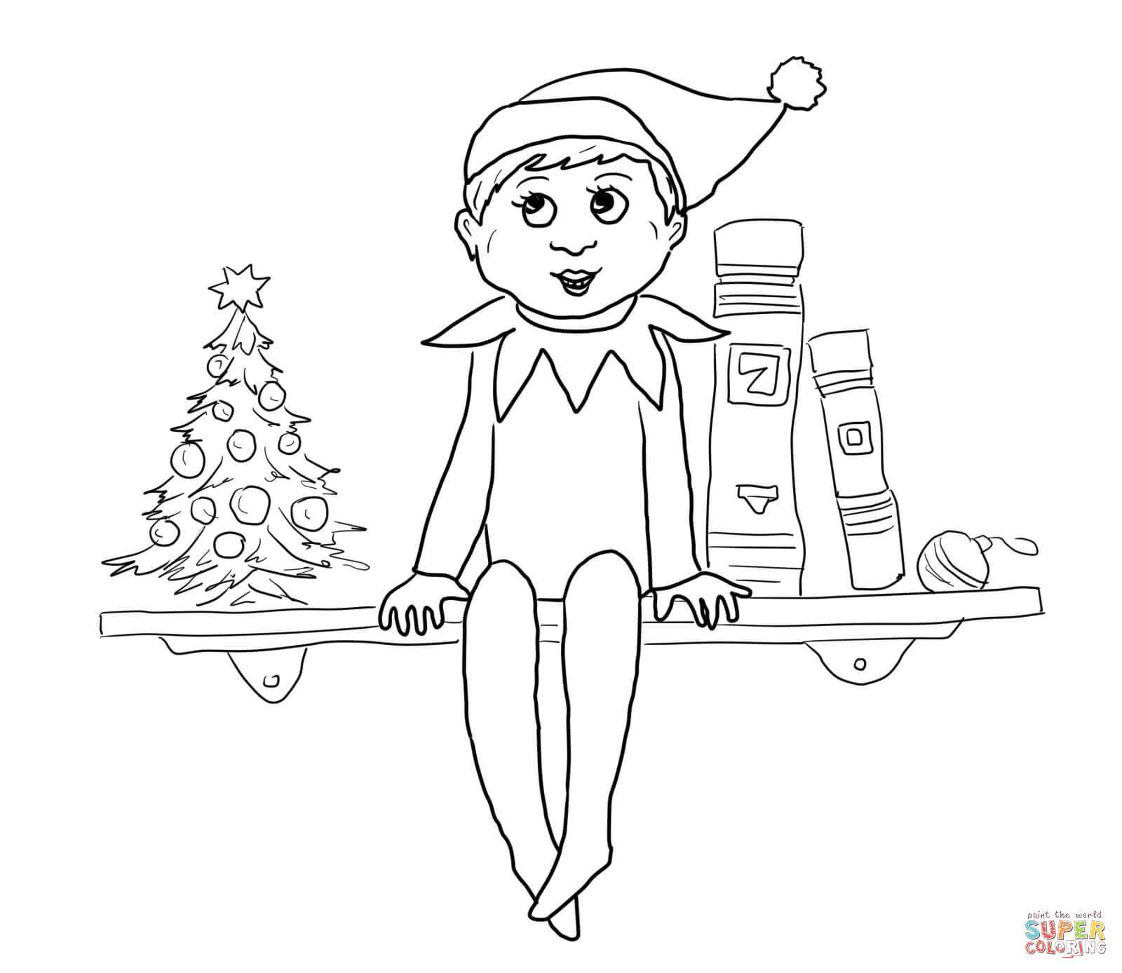 Elf Shelf Coloring Page 1600x1388 Elf Shelf Coloring Page