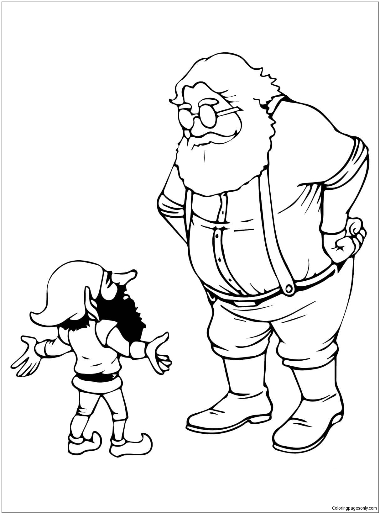 Santa And Christmas Elf Talking Coloring Page 1213x1639 Santa And Christmas Elf Talking Coloring Page