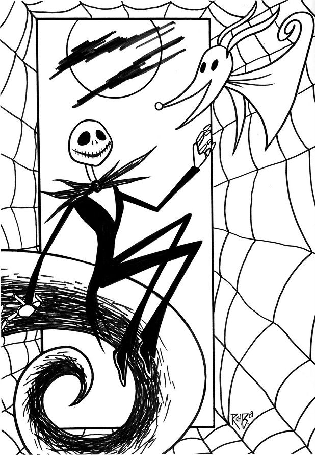 Jack Nightmare Before Christmas Coloring Pages Jack Skellington 618x891 Jack Nightmare Before Christmas Coloring Pages Jack Skellington