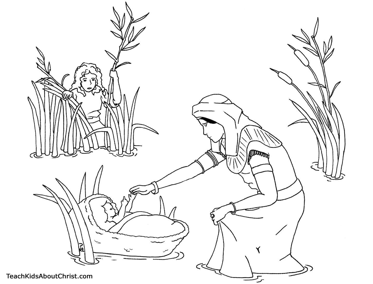 1440x1100 Coloring Page Of Baby Moses Basket On The Picture And Then Print