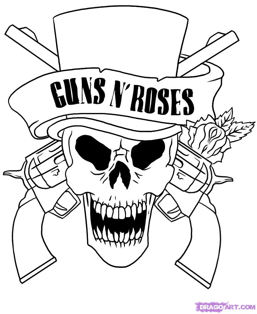 824x1009 Skull Adult Fantasy Vampire Guns N' Roses Coloring Pages