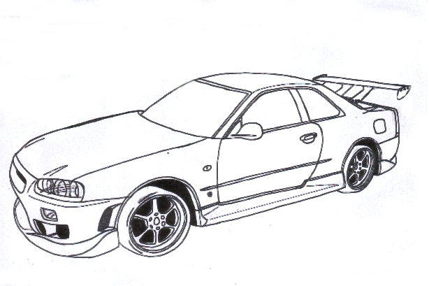 Fast And Furious Skyline Gt R Drawing 614x409 Fast And Furious Skyline Gt R Drawing