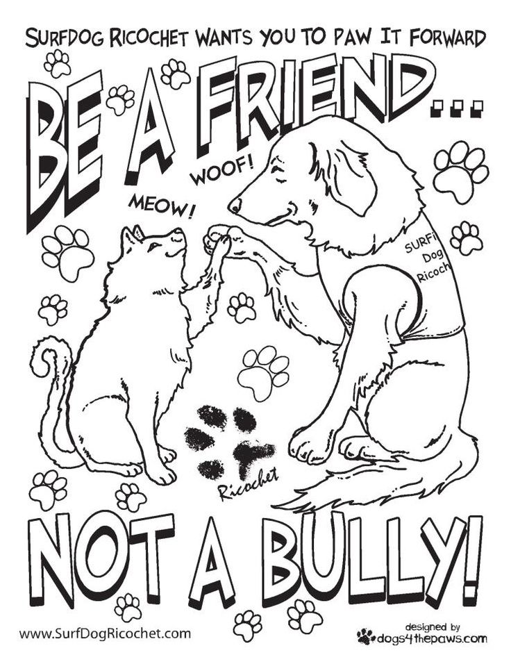 736x956 Anti Bullying Coloring Pages Surf Dog Ricochet Teachers, Etc. My