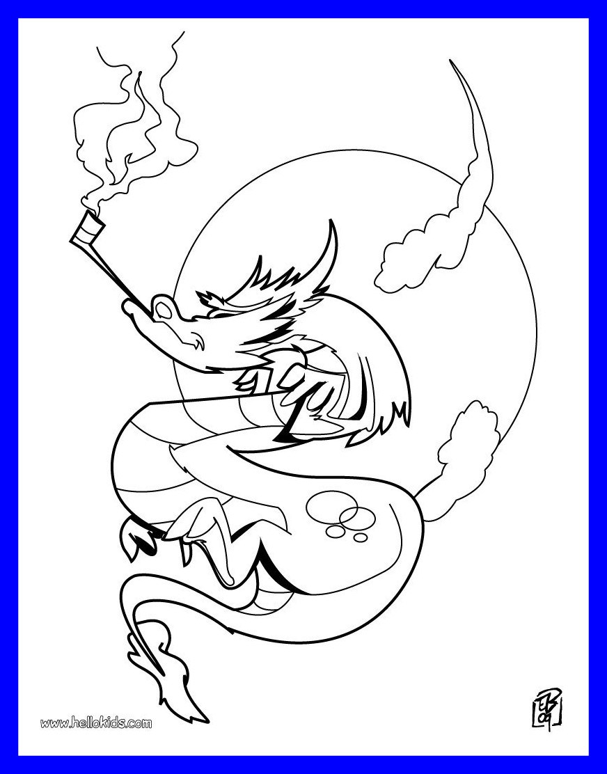 872x1112 Marvelous Smoking Dragon Coloring Hellokids Picture Of Head Page