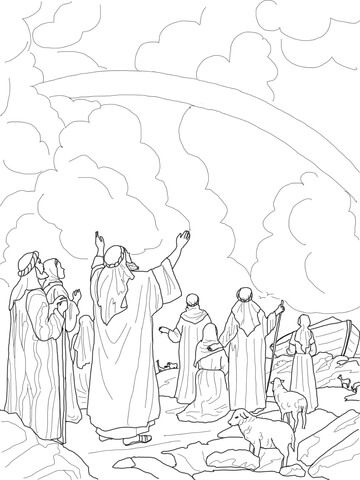 360x480 God's Rainbow Covenant With Noah Coloring Page From Noah's Ark